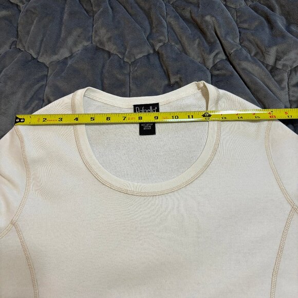 Vintage Rafaella Ivory Cotton T-Shirt Long Sleeves Scoop Neck NOSWT - Picture 10 of 13